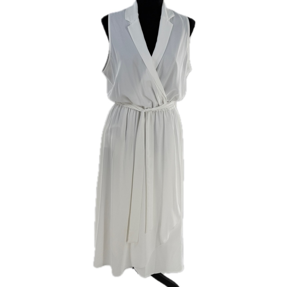Sheike Australia White Sheer Faux Wrap Sleeveless Midi Dress Size AU 12, US 8 - Picture 3 of 16